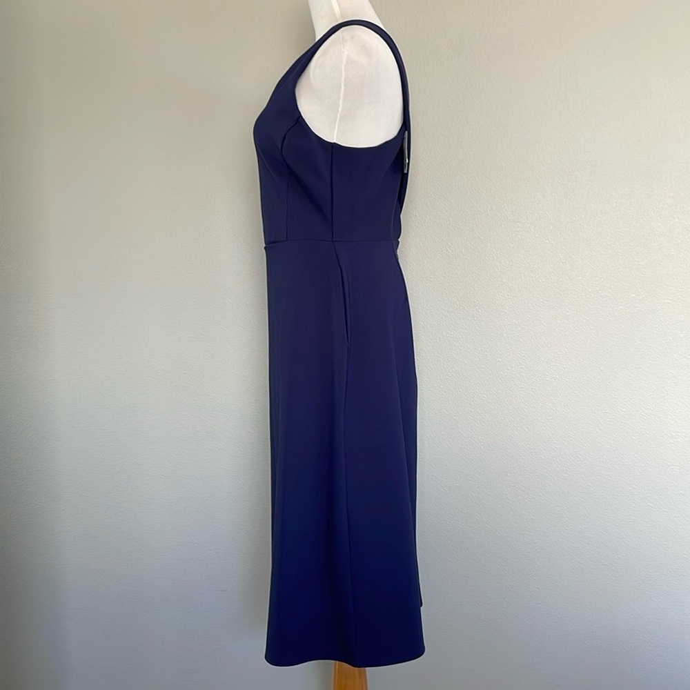 NWT Banana Republic Dress Navy Blue Ponte Midi Cross Back Sleeveless w/pockets! - Picture 3 of 7